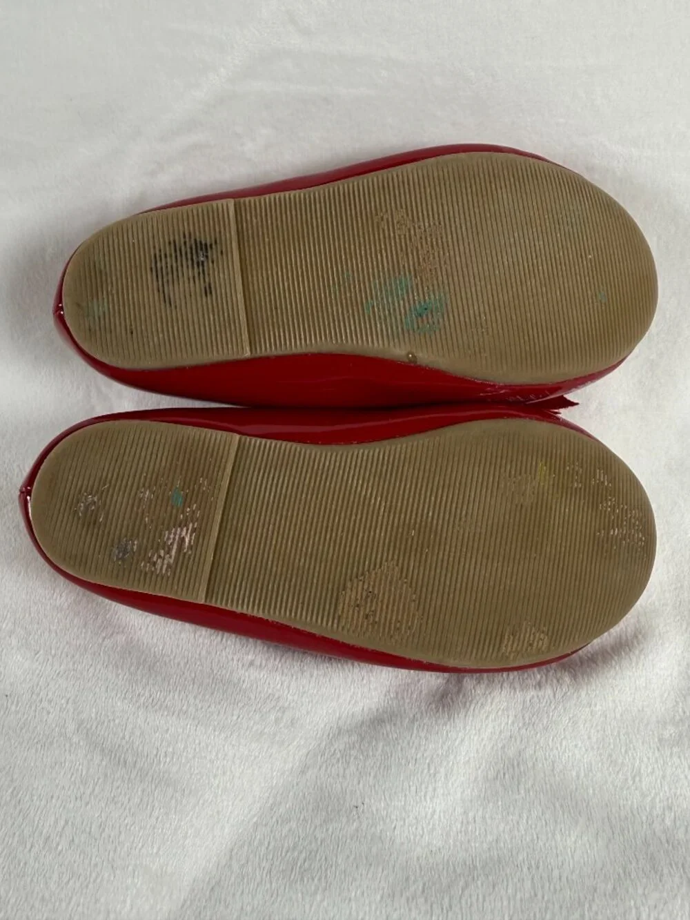 Thee Bron Girls Red Mary Jane Flats Bow Patent Shoes Size 8 Toddler ReLoved